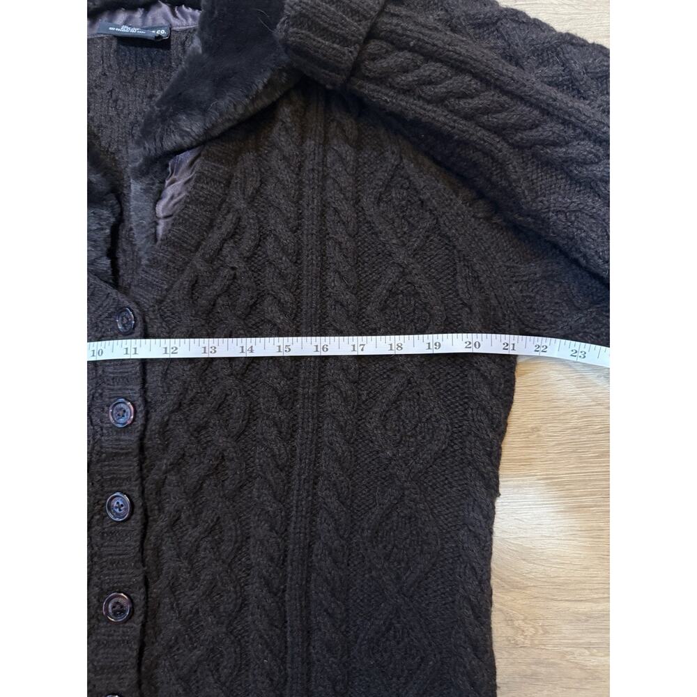Vintage Polo Jeans Co Ralph Lauren Wool Cable Knit Cardigan Sweater L Brown Fur - Picture 5 of 8